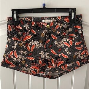 H&M Black Coral Print Women's Shorts‎ Size 4
